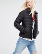 Love Moschino Ruffle Detail Quilted Jacket - Black