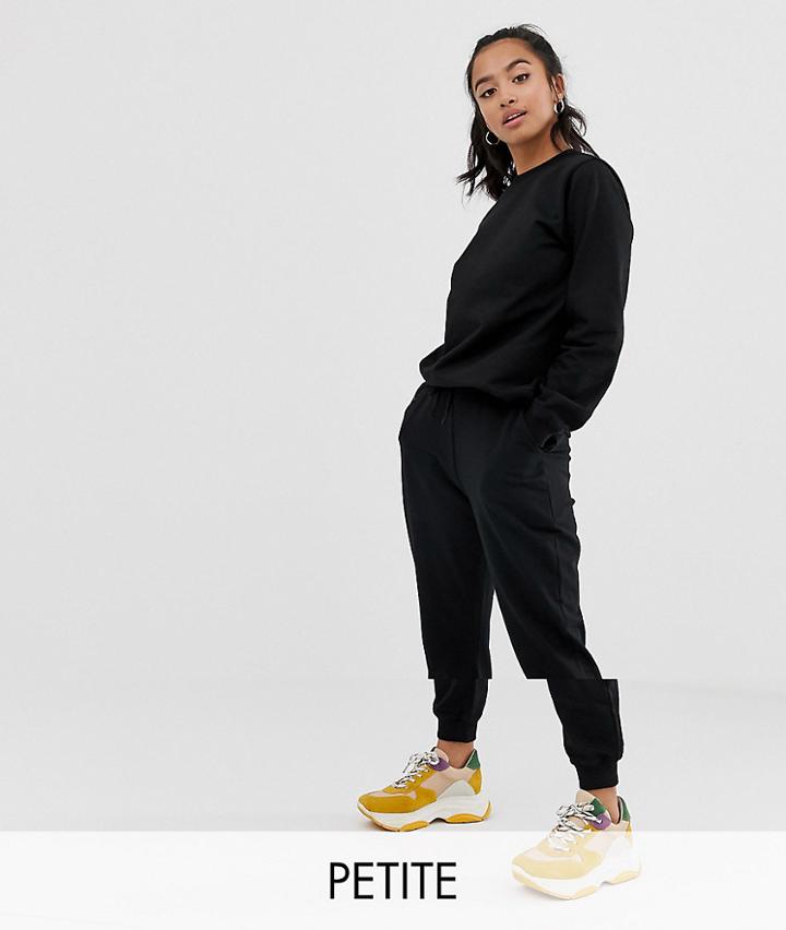 Asos Design Petite Tracksuit Ultimate Sweat / Jogger With Tie-black
