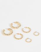 Na-kd 3 Pack Hoop Earrings In Gold