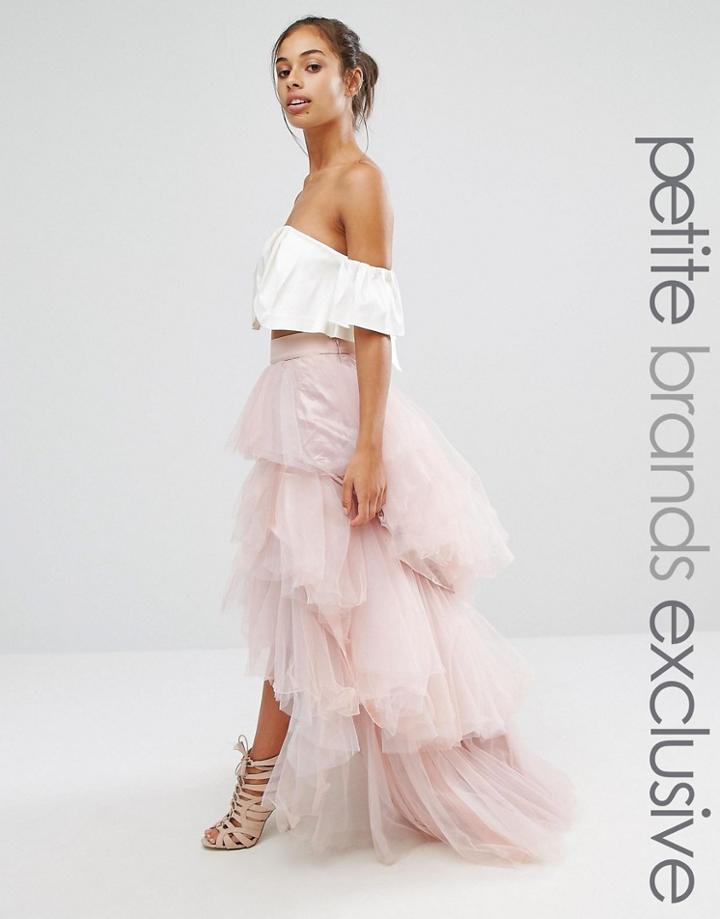 Chi Chi London Petite Tulle Maxi Skirt - Pink