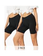 Vero Moda Cotton 2 Pack Legging Shorts In Black - Black