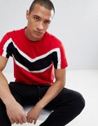 D-struct Cut And Sew Contrast T-shirt - Red