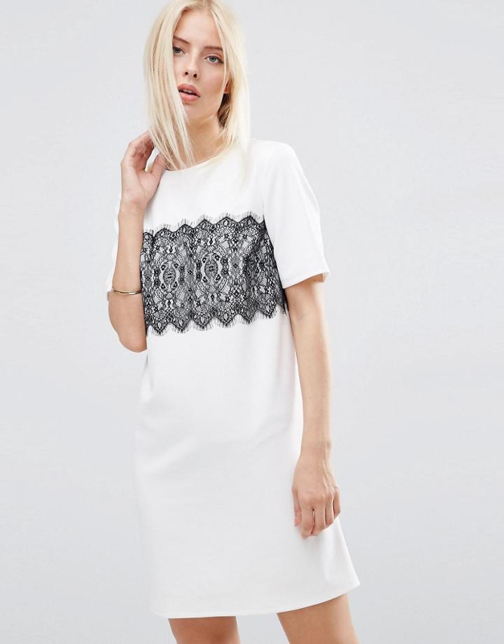 Asos Shift Dress With Lace Panel Detail