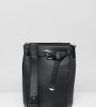 Aldo Veniano Black Bucket Shoulder Tote Bag With Front Belt Detail - Black