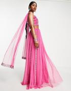 Maya Linear Embellished Lehenga Maxi Skirt In Pink