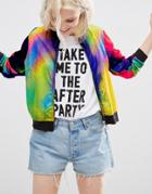 Asos Bomber In Tie Dye Jersey Mesh - Multi