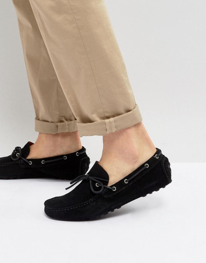 Pier One Moccasin Loafers In Black Suede - Black