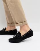 Pier One Moccasin Loafers In Black Suede - Black