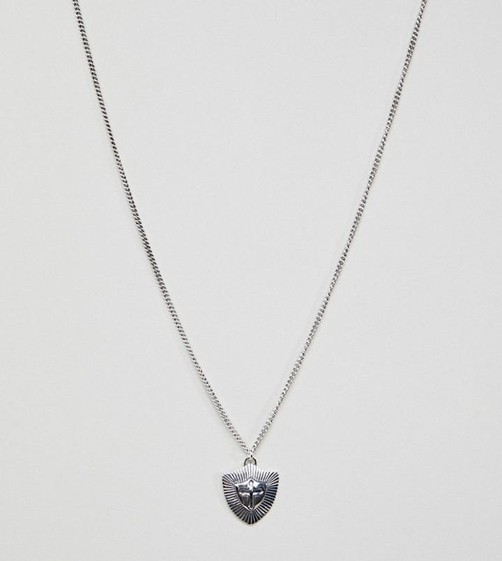 Reclaimed Vintage Inspired Sterling Silver Necklace With Shield Pendant Exclusive At Asos - Silver