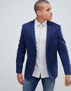 Farah Slim Blazer In Navy Premium Jersey - Navy