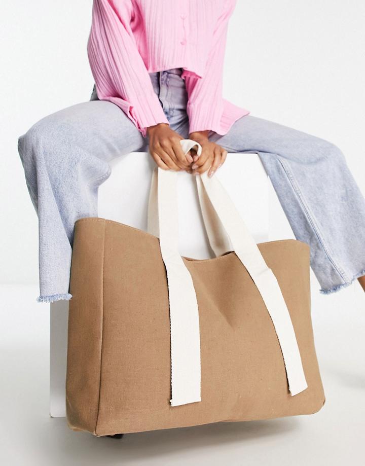 South Beach Extreme Oversized Tote Bag In Beige-brown