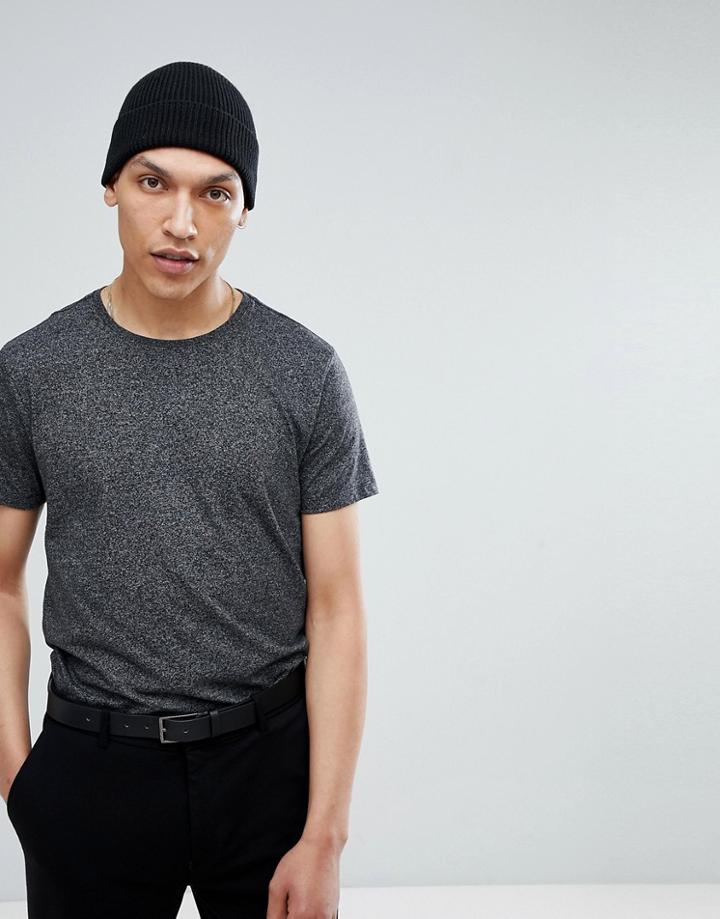 Lindbergh Stretch Crew Neck T-shirt In Black - Black