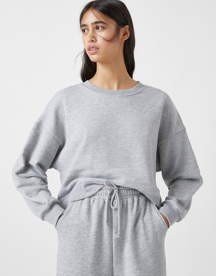 Pull & Bear Sweatshirt In Gray Marl-grey