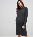 Asos Design Maternity Eco Knitted Mini Dress In Ripple - Gray
