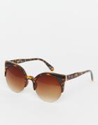 Jeepers Peepers Metal Tip Round Sunglasses - Tort