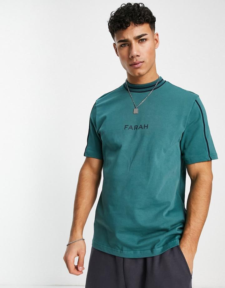Farah Chain Central Chest Logo T-shirt In Green