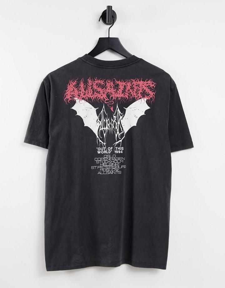 Allsaints Aurocide Central Logo T-shirt In Black