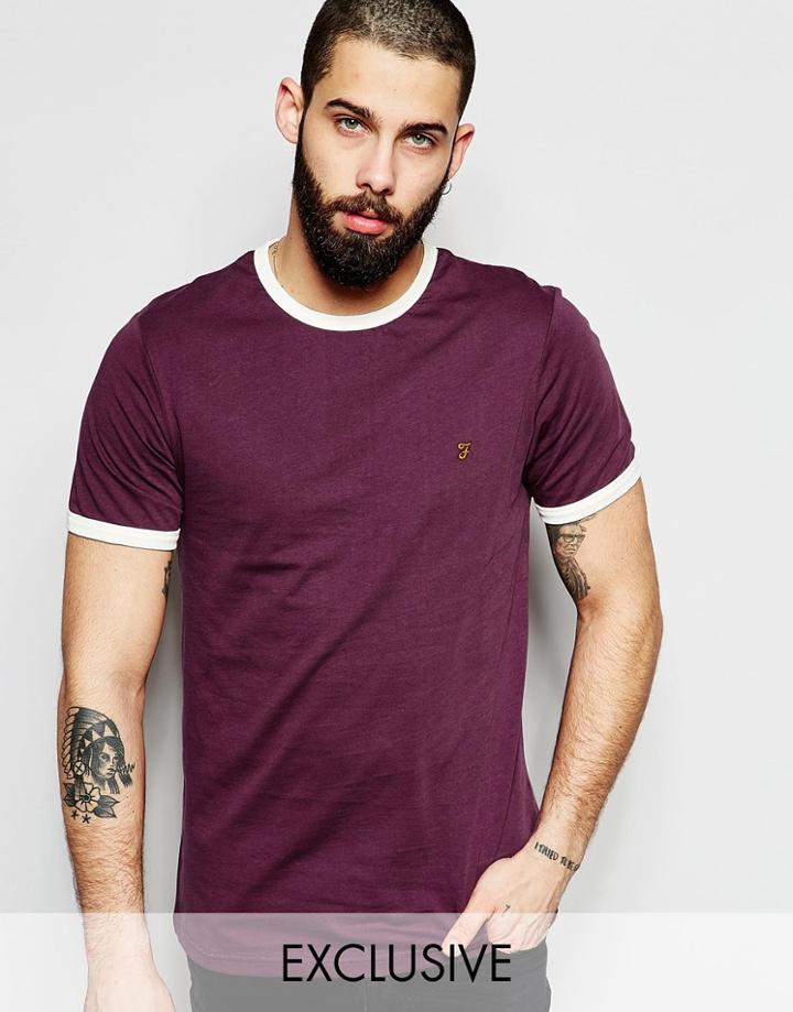 Farah T-shirt With Contrast Trim Slim Fit Exclusive - Bordeaux