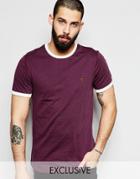Farah T-shirt With Contrast Trim Slim Fit Exclusive - Bordeaux