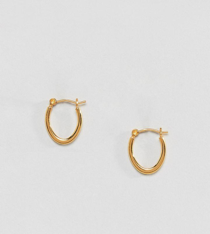 Asos Design Hoop Earrings In Gold Plated Sterling Silver In Flat Curve Design - Gold