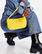 Topshop Crochet Shoulder Bag In Yellow