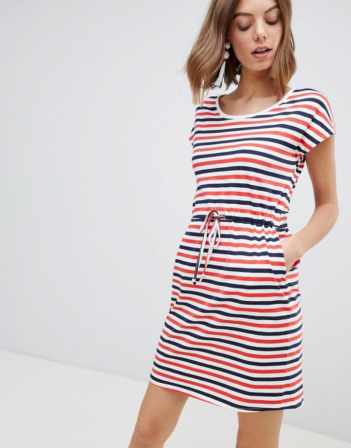 Vero Moda Stripe Jersey Dress With Tie Waist - Multi