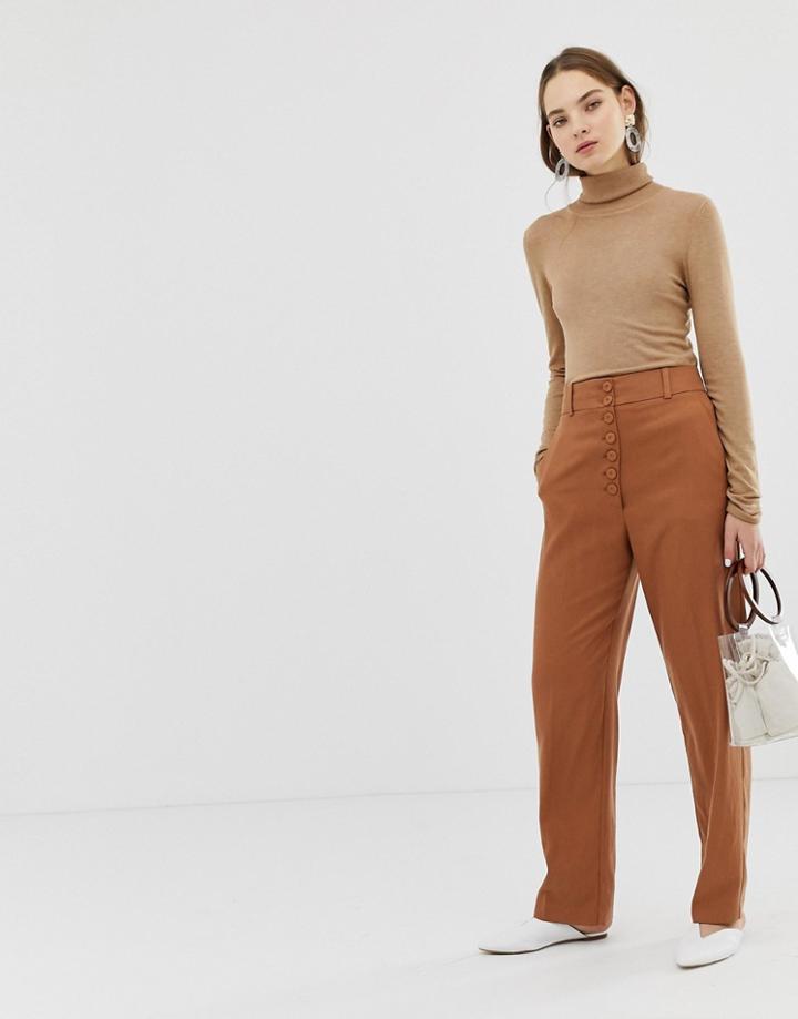 Mango Button Top Pants - Brown