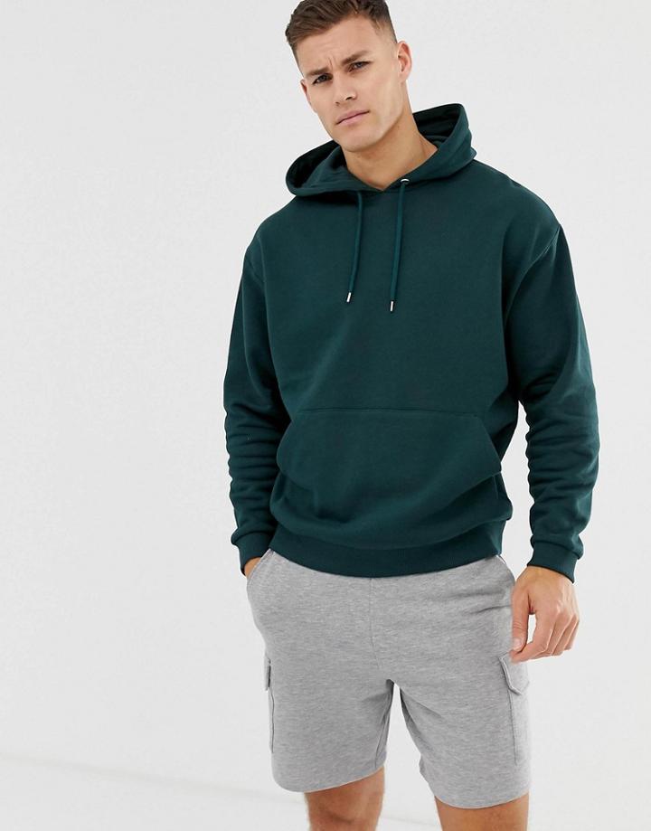 Asos Design Oversized Hoodie In Dark Green