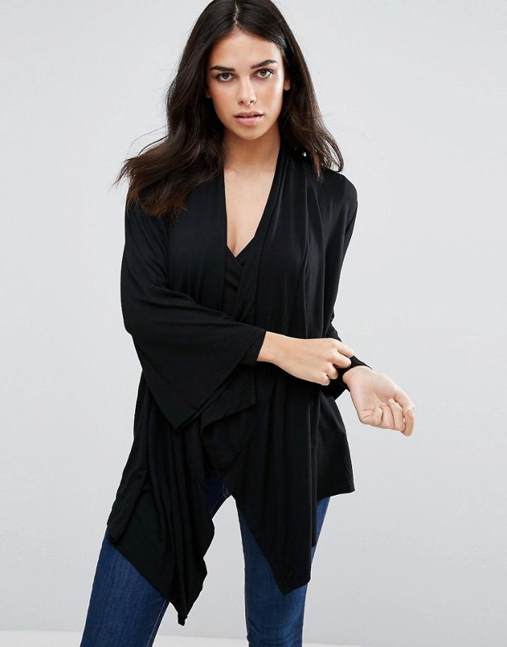 Pussycat London Drape Front Cardigan - Black