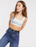 Hiit Yoga Crop Top In Blue Marble Print - Part Of A Set
