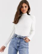 River Island Turtleneck Sweater With Shoulder Button Detail In Cream