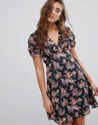 Miss Selfridge Floral V Neck Tea Dress - Multi