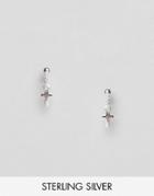 Asos Sterling Silver Mini Cross Earrings - Silver