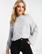 Topshop Knitted Sweater In Gray Heather-grey