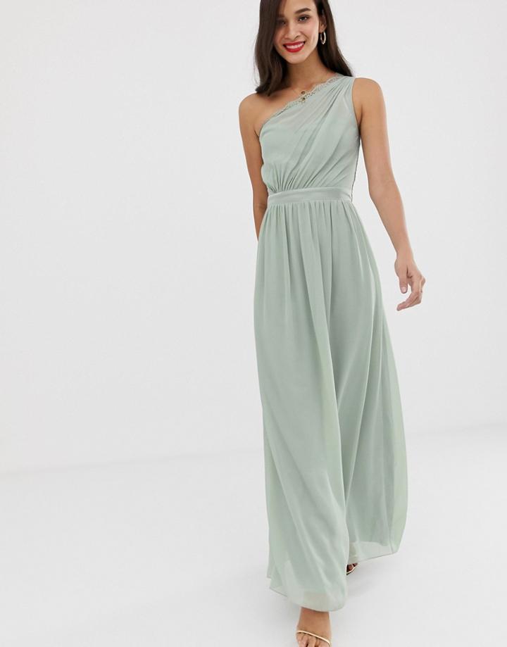 Little Mistress One Shoulder Maxi Dress - Green