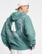 Asos Actual Oversized Hoodie With Circular Golf Graphic Print In Teal-green