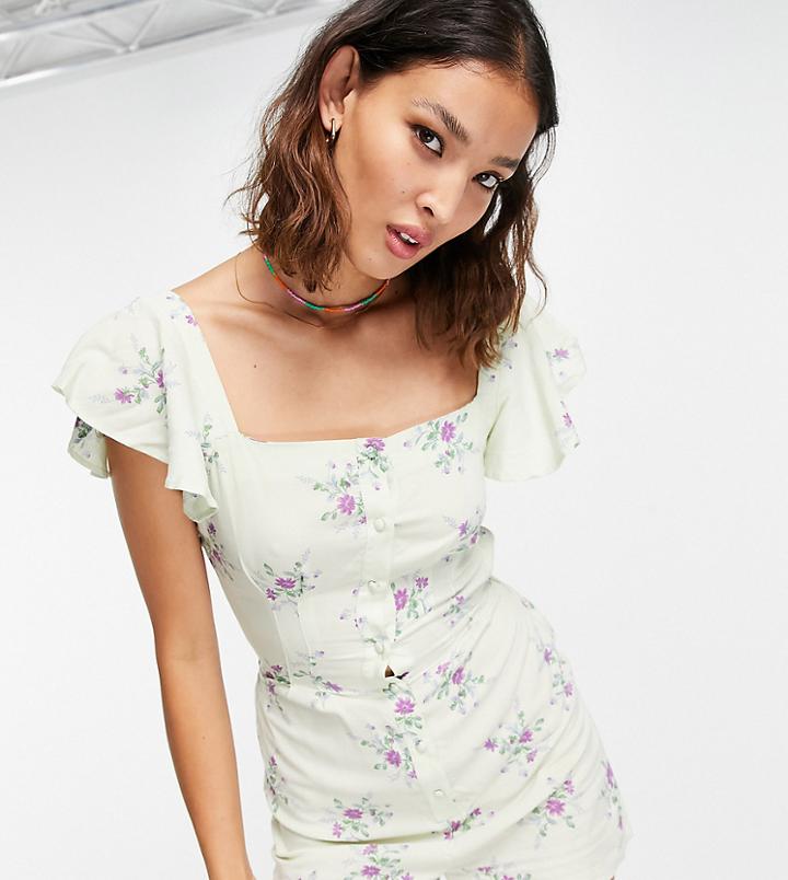 Reclaimed Vintage Inspired Tie Back Romper In Floral Print-green