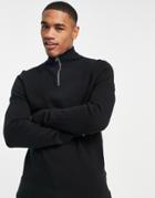 Calvin Klein Punto Milano Knit Half Zip Sweater In Black