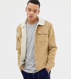 D-struct Tall Sherpa Lined Cord Trucker Jacket - Stone