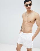 Asos Design Swim Short In White With Gold Studs In Short Length - White