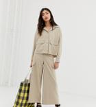 Monki Wide Leg Cargo Pants With Pockets In Beige - Beige