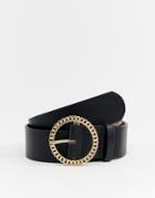 River Island Belt With Chain Buckle In Black