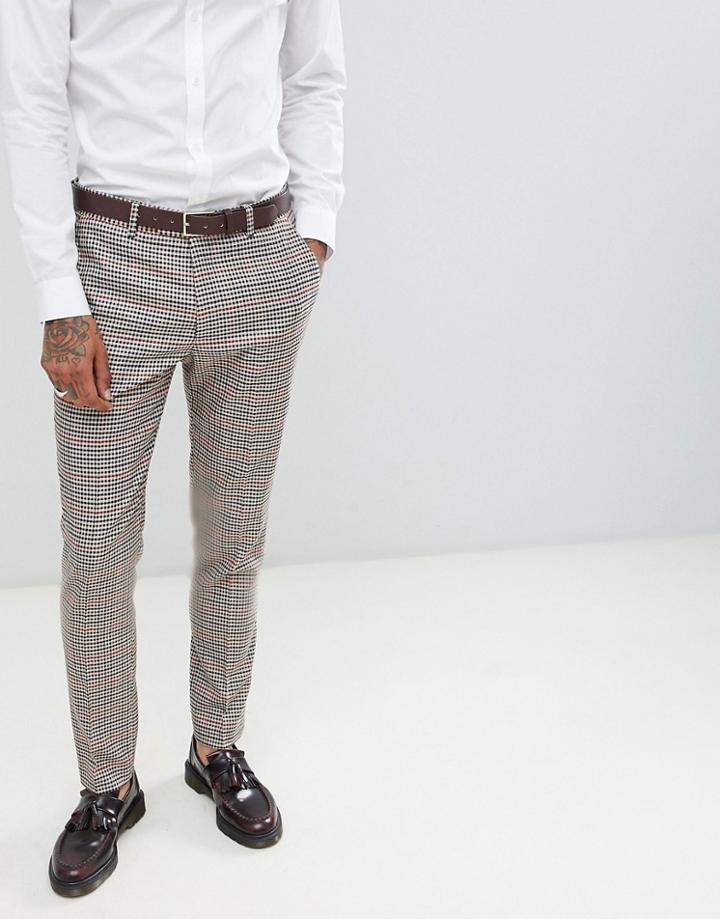 Gianni Feraud Slim Fit Heritage Check Wool Blend Suit Pants - Brown