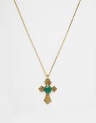 Rock N Rose Maria Fancy Brass Cross Necklace - Gold