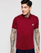 Pretty Green Polo Shirt With Polka Dot In Burgundy - Red