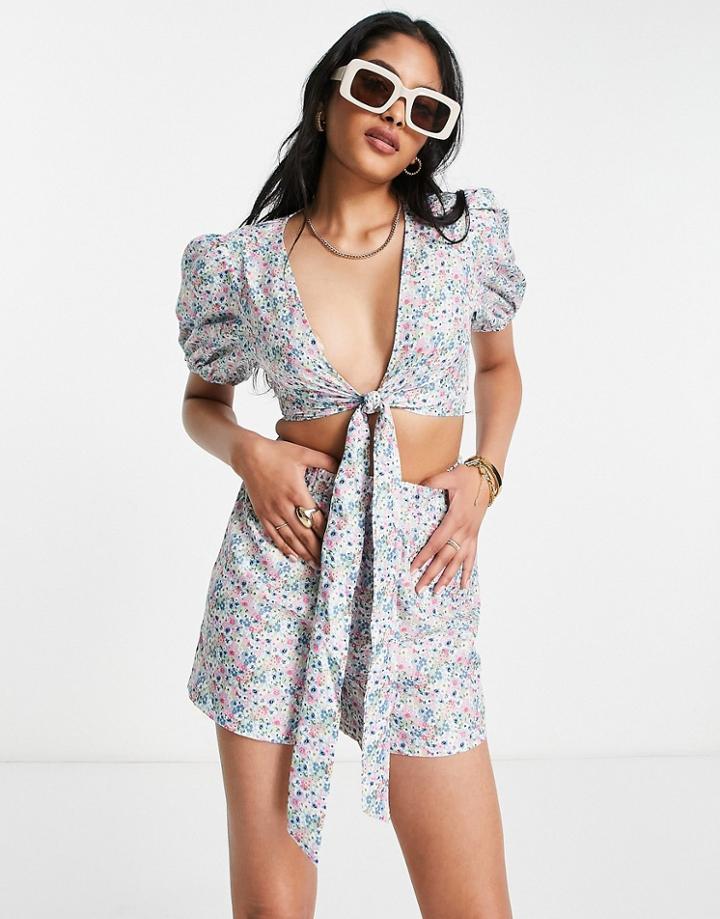 The Frolic Cara Beach Shorts In Floral Disty Print - Part Of A Set-multi