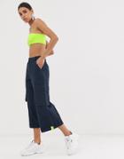 Asos Design Utility Culotte With Neon Tab Detail - Green