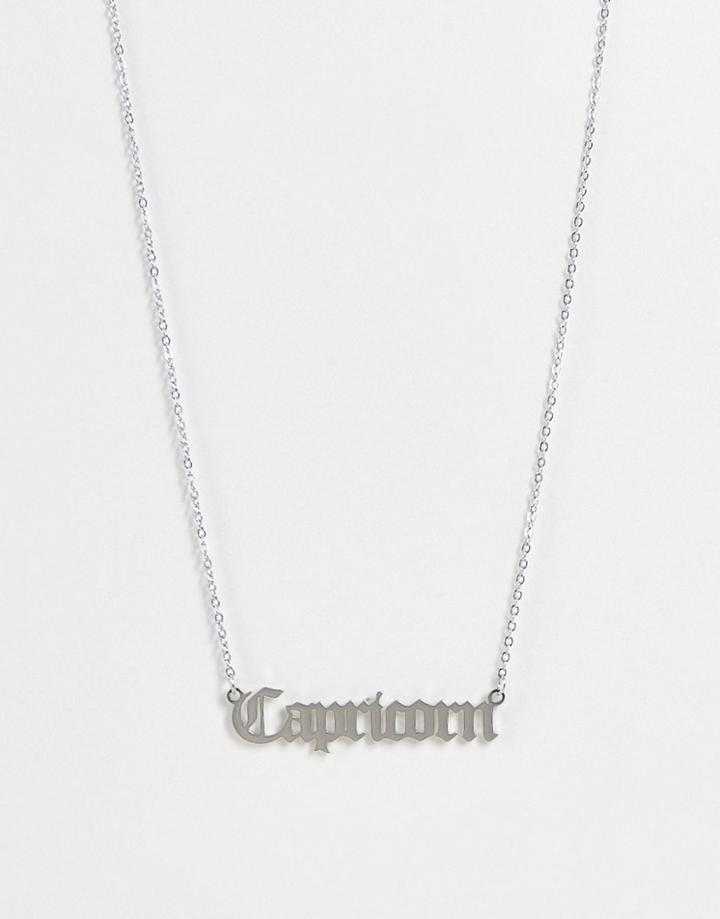 Designb London Capricorn Star Sign Necklace In Silver