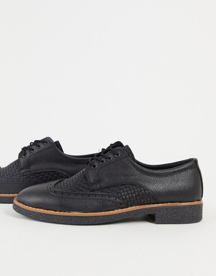 Bolongaro Trevor Woven Faux Leather Brogue-black