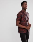 J Lindeberg Printed Revere Collar Short Sleeve Shirt In Black - Black